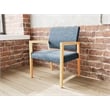 Lesro Brooklyn Waiting Reception Wide Guest Chair Wood Frame in Blue