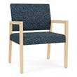 Lesro Brooklyn Waiting Reception Wide Guest Chair Wood Frame in Blue