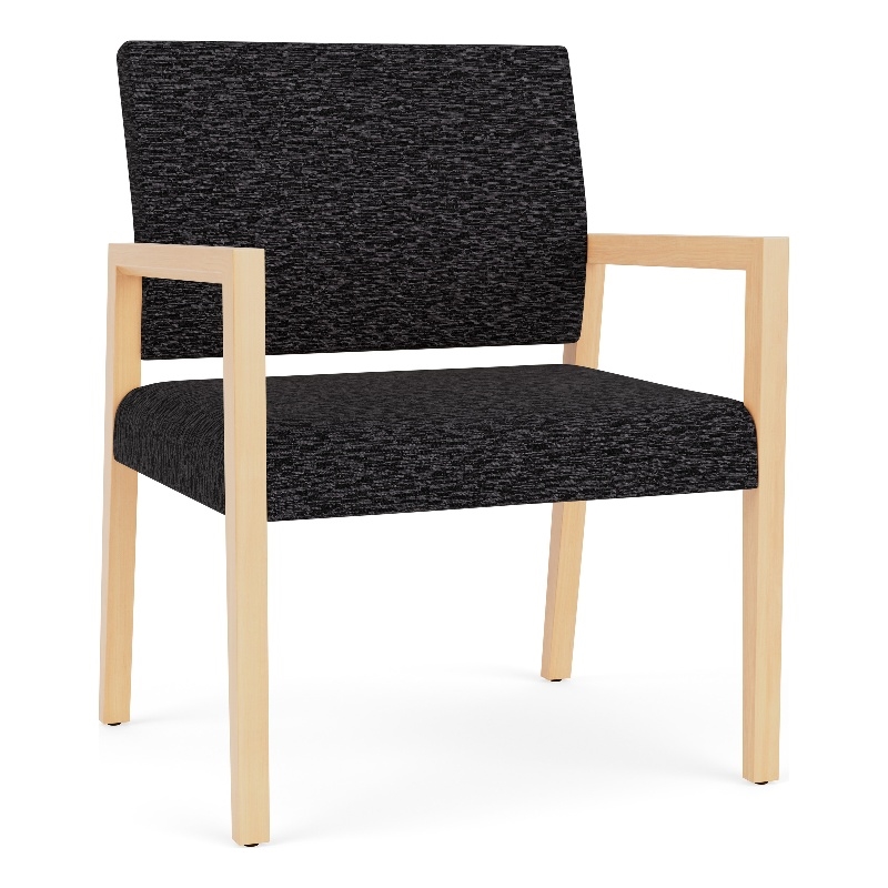 Lesro Brooklyn Waiting Reception Wide Guest Chair Wood Frame in Black