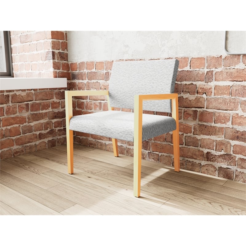 Lesro Brooklyn Waiting Reception Wide Guest Chair Wood Frame in Gray