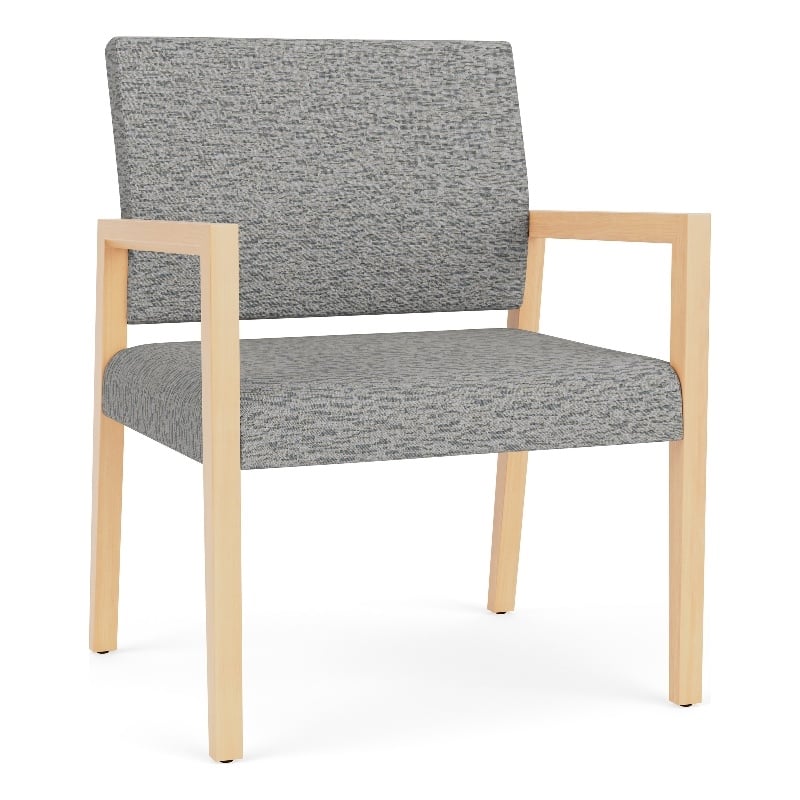 Lesro Brooklyn Waiting Reception Wide Guest Chair Wood Frame in Gray
