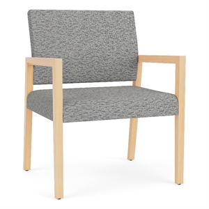 Lesro Brooklyn Waiting Reception Wide Guest Chair Wood Frame in Gray