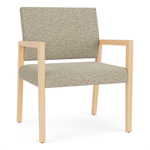 Lesro Brooklyn Waiting Reception Wide Guest Chair Wood Frame in Beige