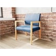 Lesro Brooklyn Waiting Reception Wide Guest Chair Wood Frame in Blue