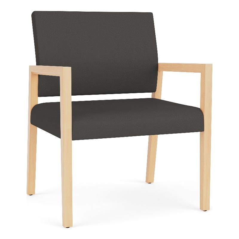 Lesro Brooklyn Waiting Reception Wide Guest Chair Wood Frame in Gray