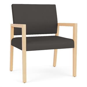 Lesro Brooklyn Waiting Reception Wide Guest Chair Wood Frame in Gray