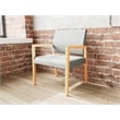 Lesro Brooklyn Waiting Reception Wide Guest Chair Wood Frame in Gray