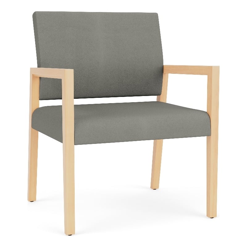 Lesro Brooklyn Waiting Reception Wide Guest Chair Wood Frame in Gray