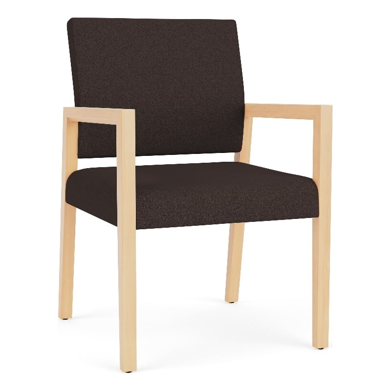 Lesro Brooklyn Waiting Reception Guest Chair Wood Frame in Brown
