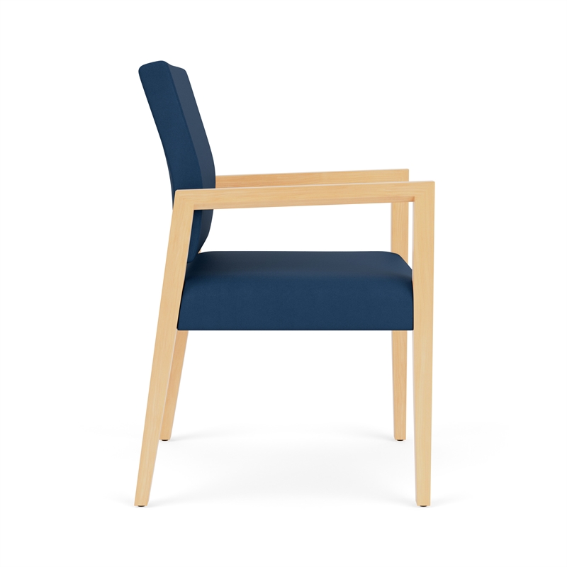 Lesro Brooklyn Waiting Reception Guest Chair Wood Frame in Blue