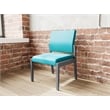 Lesro Brooklyn Waiting Reception Armless Guest Chair Wood Frame in Teal