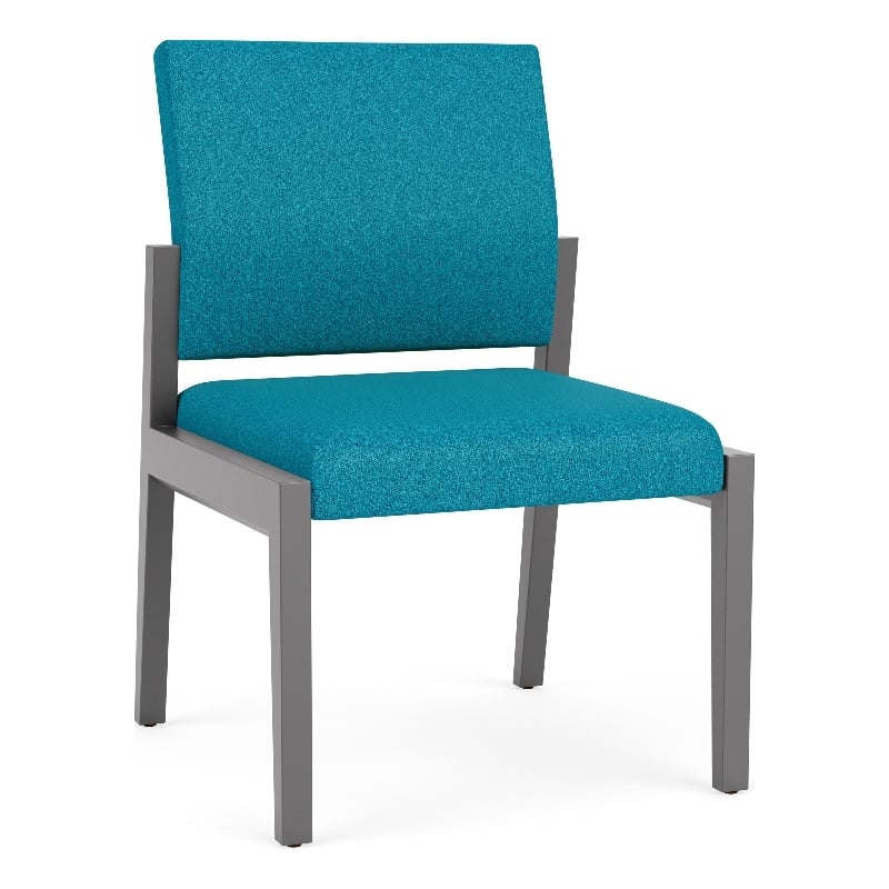 Lesro Brooklyn Waiting Reception Armless Guest Chair Wood Frame in Teal