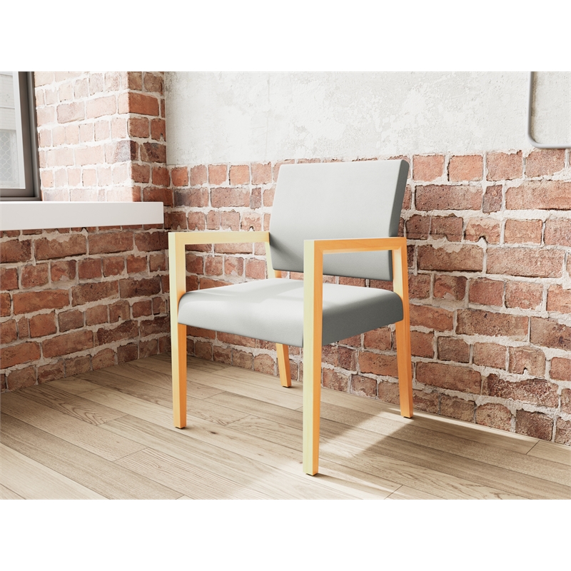 Lesro Brooklyn Waiting Reception Guest Chair Wood Frame in Gray