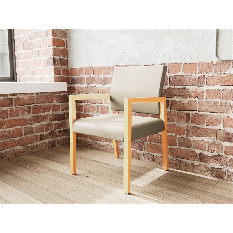Lesro Brooklyn Waiting Reception Guest Chair Wood Frame in Brown