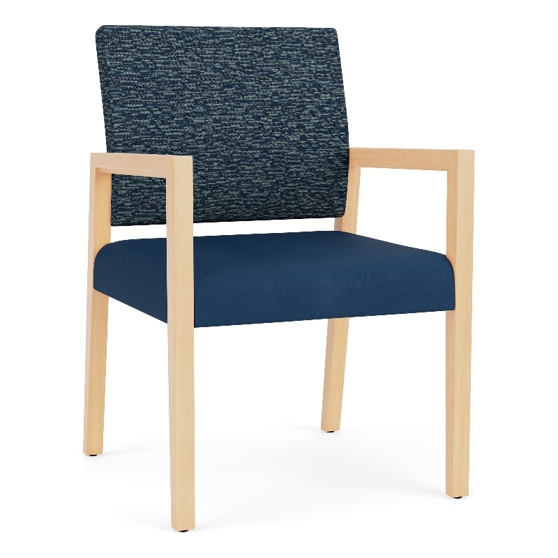 Lesro Brooklyn Waiting Reception Guest Chair Wood Frame in Blue