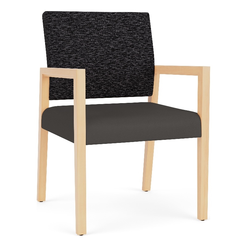 Lesro Brooklyn Waiting Reception Guest Chair Wood Frame in Gray