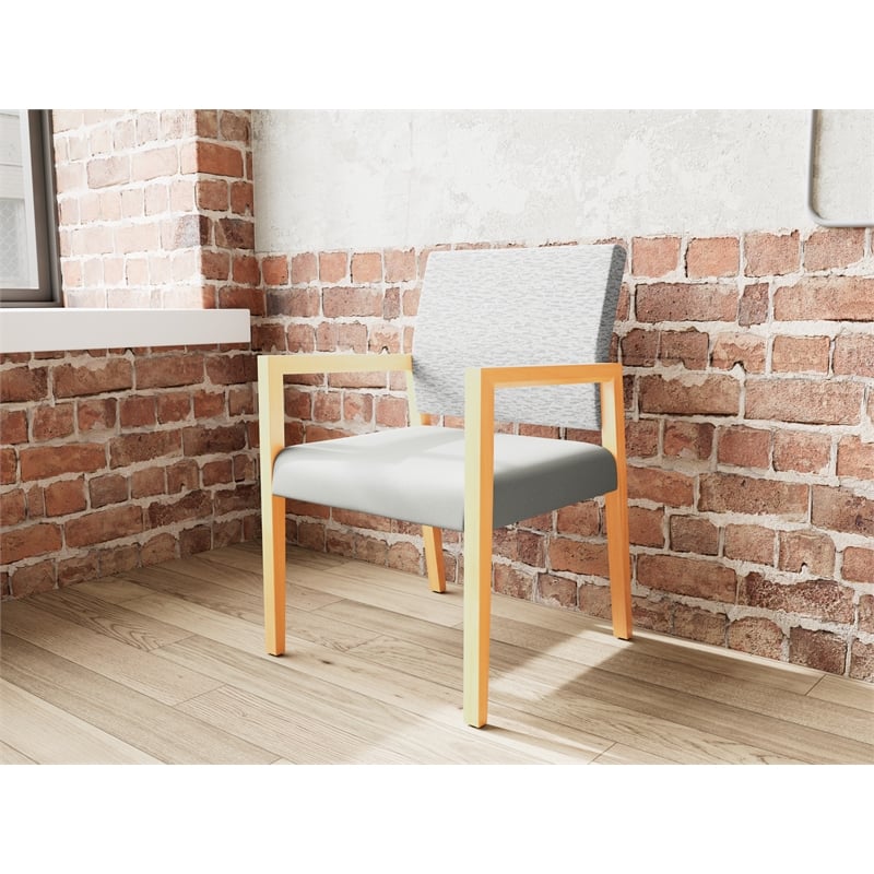 Lesro Brooklyn Waiting Reception Guest Chair Wood Frame in Gray