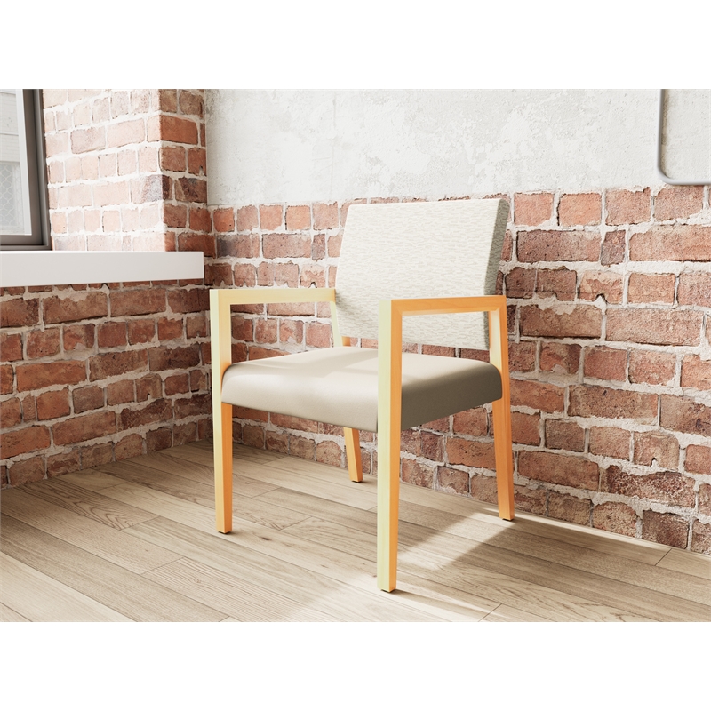 Lesro Brooklyn Waiting Reception Guest Chair Wood Frame in Brown