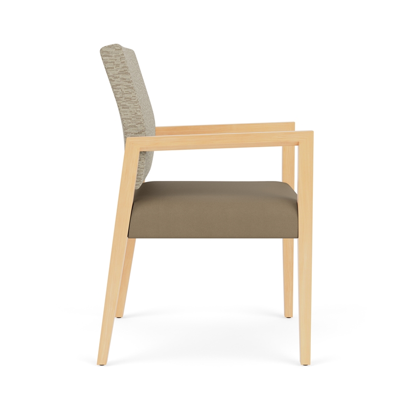 Lesro Brooklyn Waiting Reception Guest Chair Wood Frame in Brown