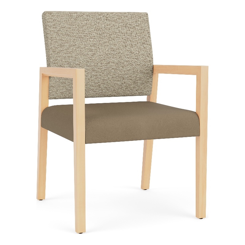 Lesro Brooklyn Waiting Reception Guest Chair Wood Frame in Brown