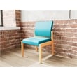 Lesro Brooklyn Waiting Reception Armless Guest Chair Wood Frame in Teal