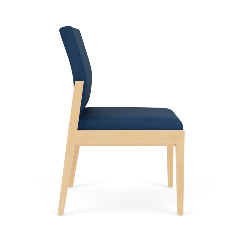 Lesro Brooklyn Waiting Reception Armless Guest Chair Wood Frame in Blue
