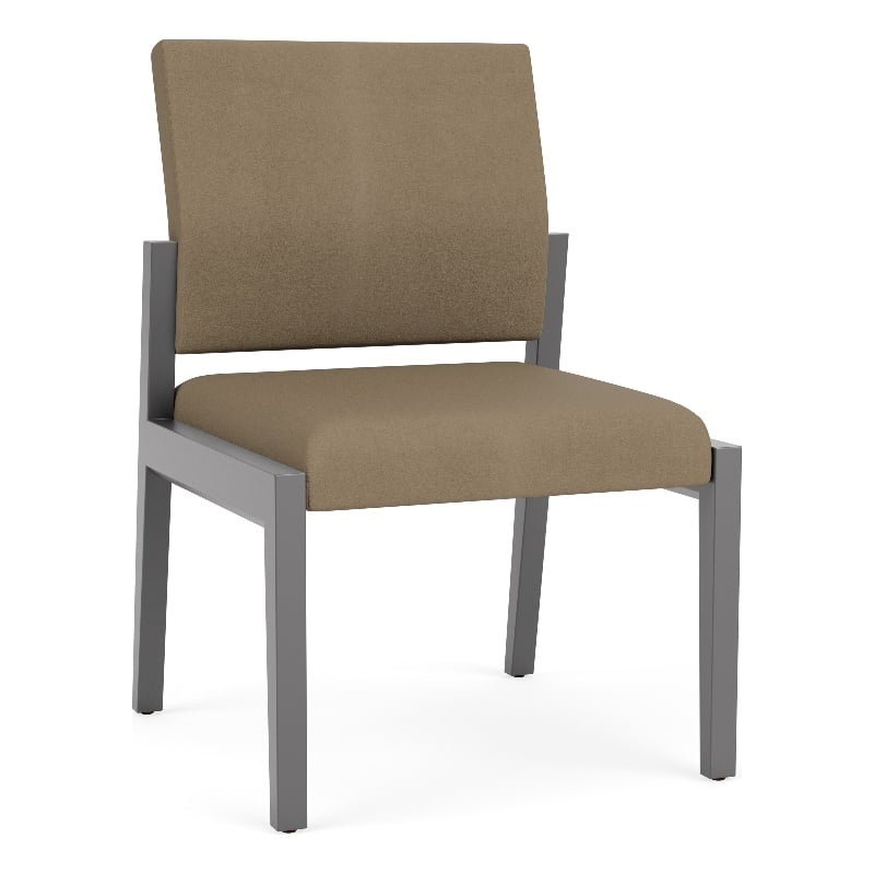 Lesro Brooklyn Waiting Reception Armless Guest Chair Wood Frame in Brown