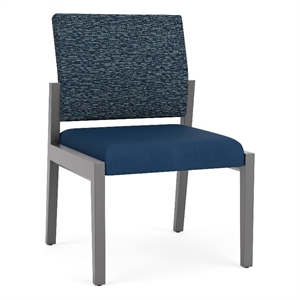 Lesro Brooklyn Waiting Reception Armless Guest Chair Wood Frame in Blue