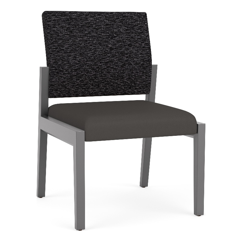 Lesro Brooklyn Waiting Reception Armless Guest Chair Wood Frame in Gray
