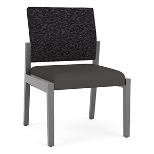 Lesro Brooklyn Waiting Reception Armless Guest Chair Wood Frame in Gray