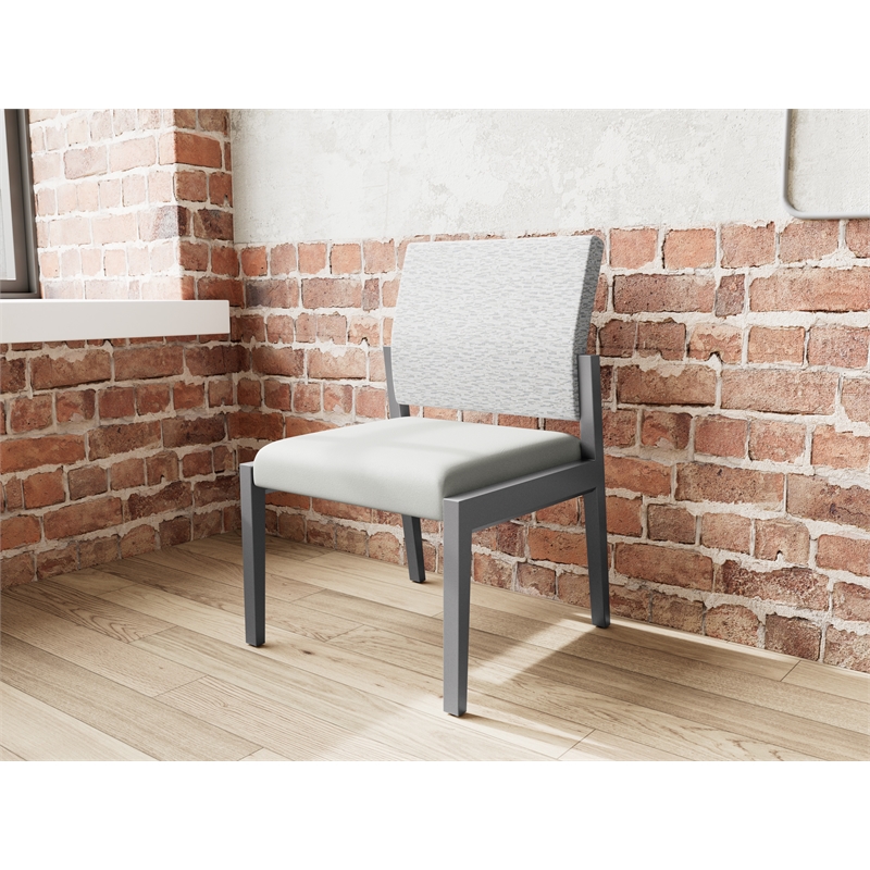 Lesro Brooklyn Waiting Reception Armless Guest Chair Wood Frame in Gray