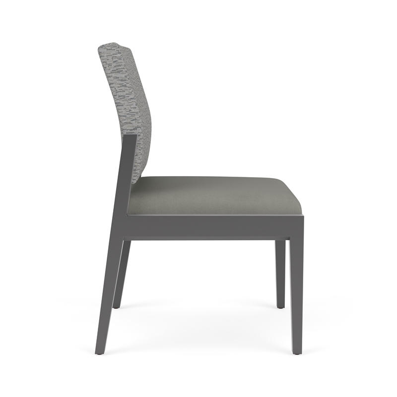 Lesro Brooklyn Waiting Reception Armless Guest Chair Wood Frame in Gray