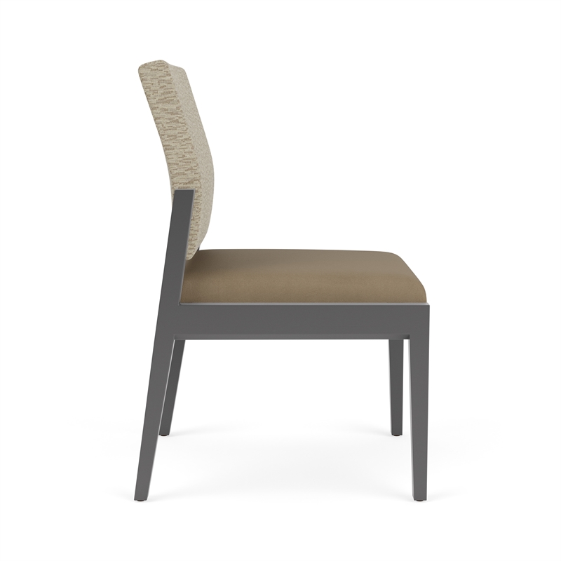 Lesro Brooklyn Waiting Reception Armless Guest Chair Wood Frame in Brown
