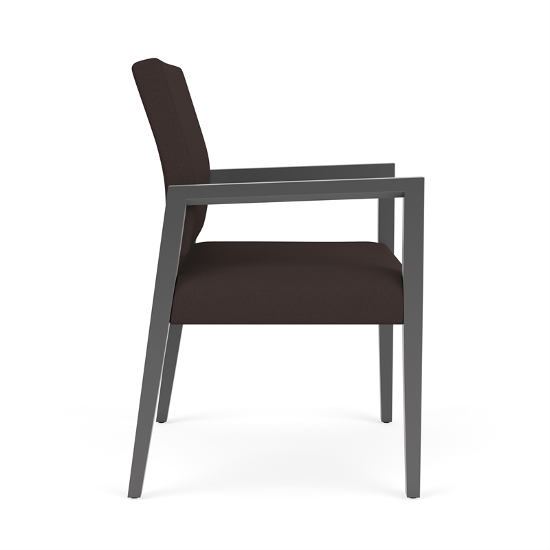 Lesro Brooklyn Waiting Reception Wide Guest Chair Wood Frame in Brown