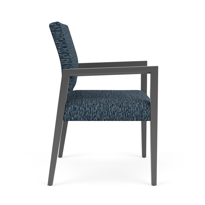 Lesro Brooklyn Waiting Reception Wide Guest Chair Wood Frame in Blue
