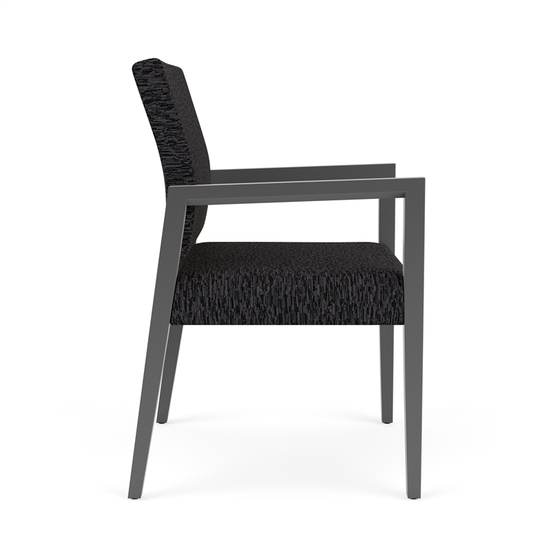 Lesro Brooklyn Waiting Reception Wide Guest Chair Wood Frame in Black