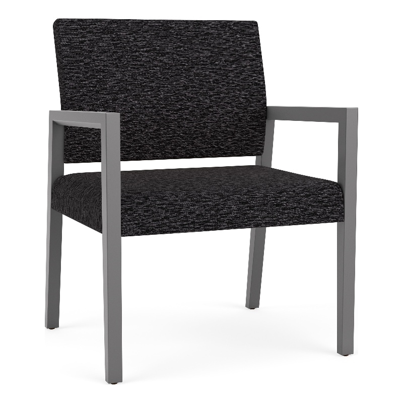 Lesro Brooklyn Waiting Reception Wide Guest Chair Wood Frame in Black