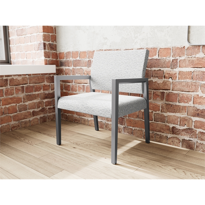 Lesro Brooklyn Waiting Reception Wide Guest Chair Wood Frame in Gray