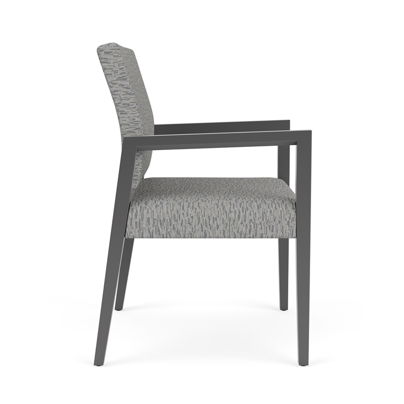 Lesro Brooklyn Waiting Reception Wide Guest Chair Wood Frame in Gray