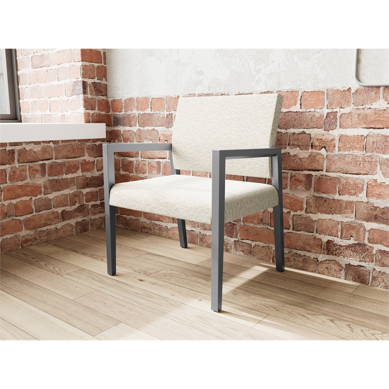 Lesro Brooklyn Waiting Reception Wide Guest Chair Wood Frame in Beige