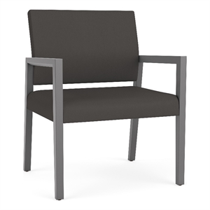 Lesro Brooklyn Waiting Reception Wide Guest Chair Wood Frame in Gray