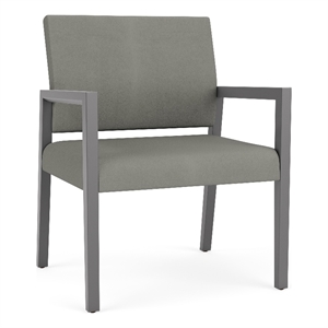 Lesro Brooklyn Waiting Reception Wide Guest Chair Wood Frame in Gray