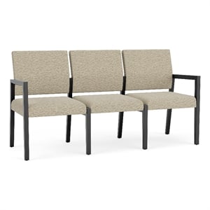 Lesro Brooklyn Waiting Reception 3 Seat Tandem Seating No Center Arms in Beige