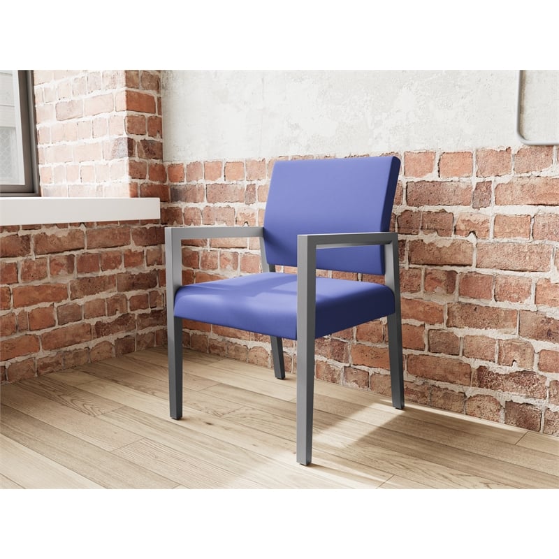 Lesro Brooklyn Waiting Reception Guest Chair Wood Frame in Blue