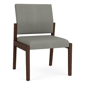 Lesro Brooklyn Waiting Reception Armless Guest Chair Wood Frame in Gray