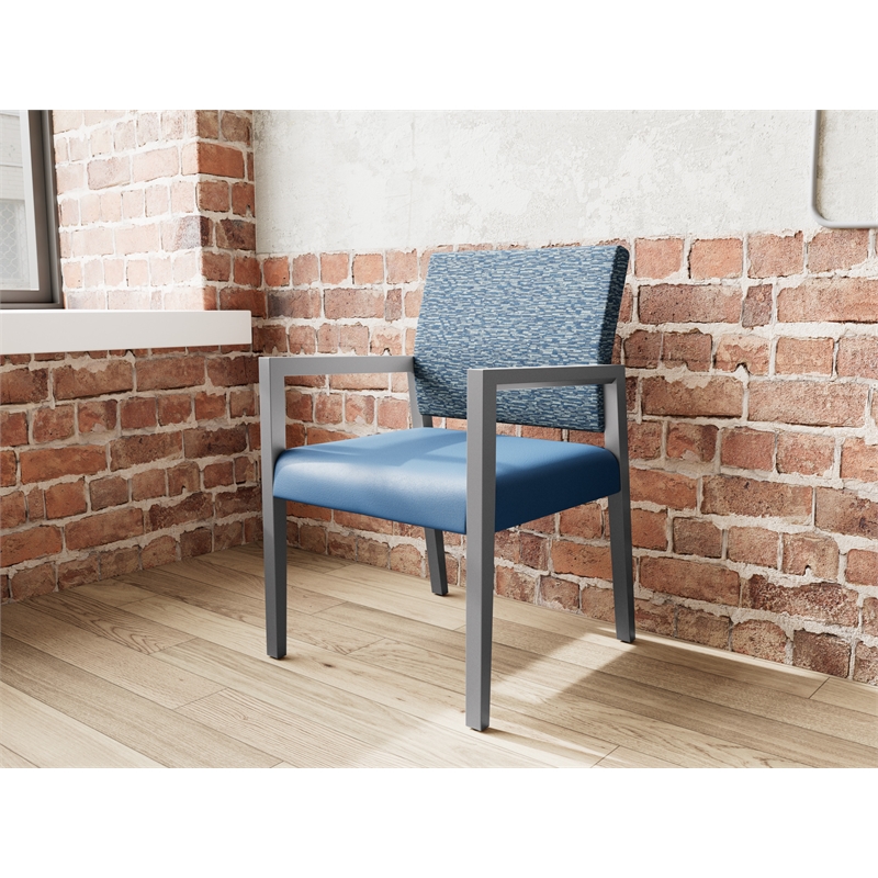 Lesro Brooklyn Waiting Reception Guest Chair Wood Frame in Blue