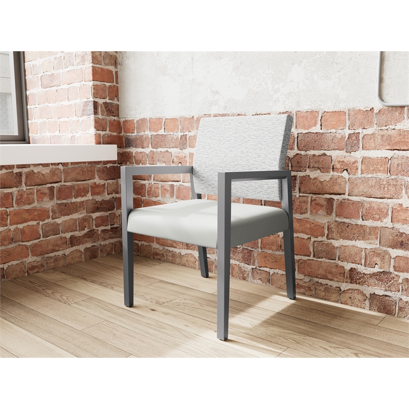 Lesro Brooklyn Waiting Reception Guest Chair Wood Frame in Gray