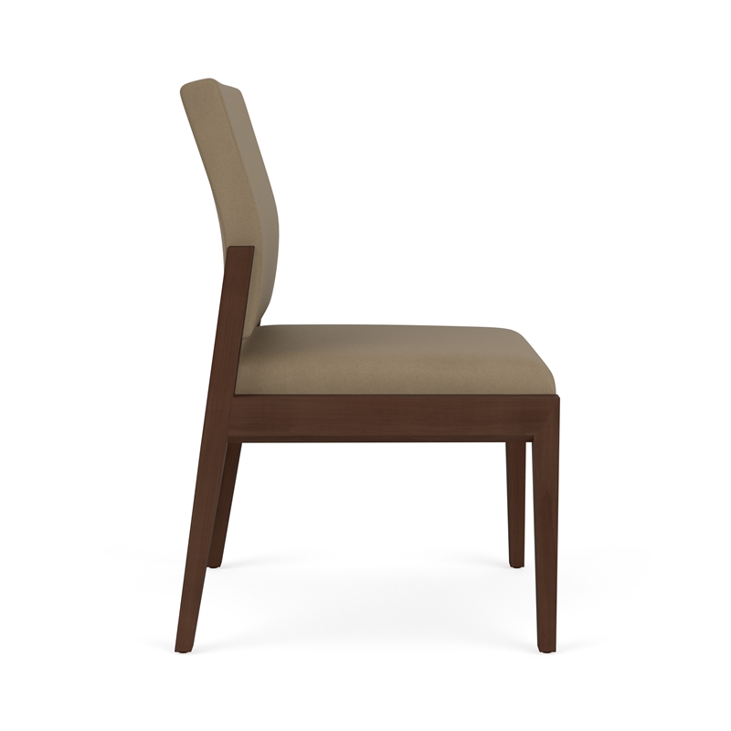 Lesro Brooklyn Waiting Reception Armless Guest Chair Wood Frame in Brown