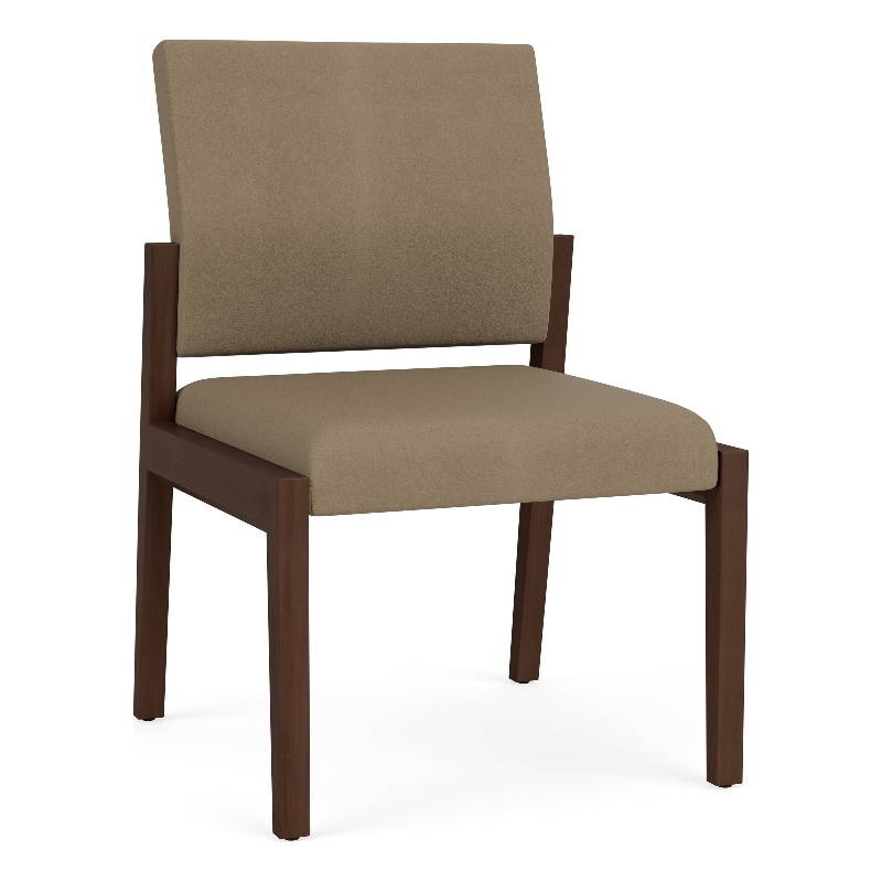 Lesro Brooklyn Waiting Reception Armless Guest Chair Wood Frame in Brown