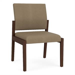 Lesro Brooklyn Waiting Reception Armless Guest Chair Wood Frame in Brown